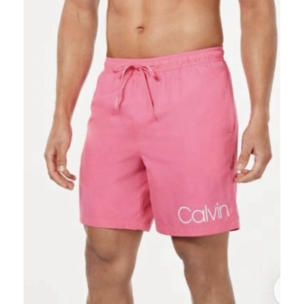 Men's Calvin Klein Summer Swim‎ Trunks Pink Lined Shorts Size XL